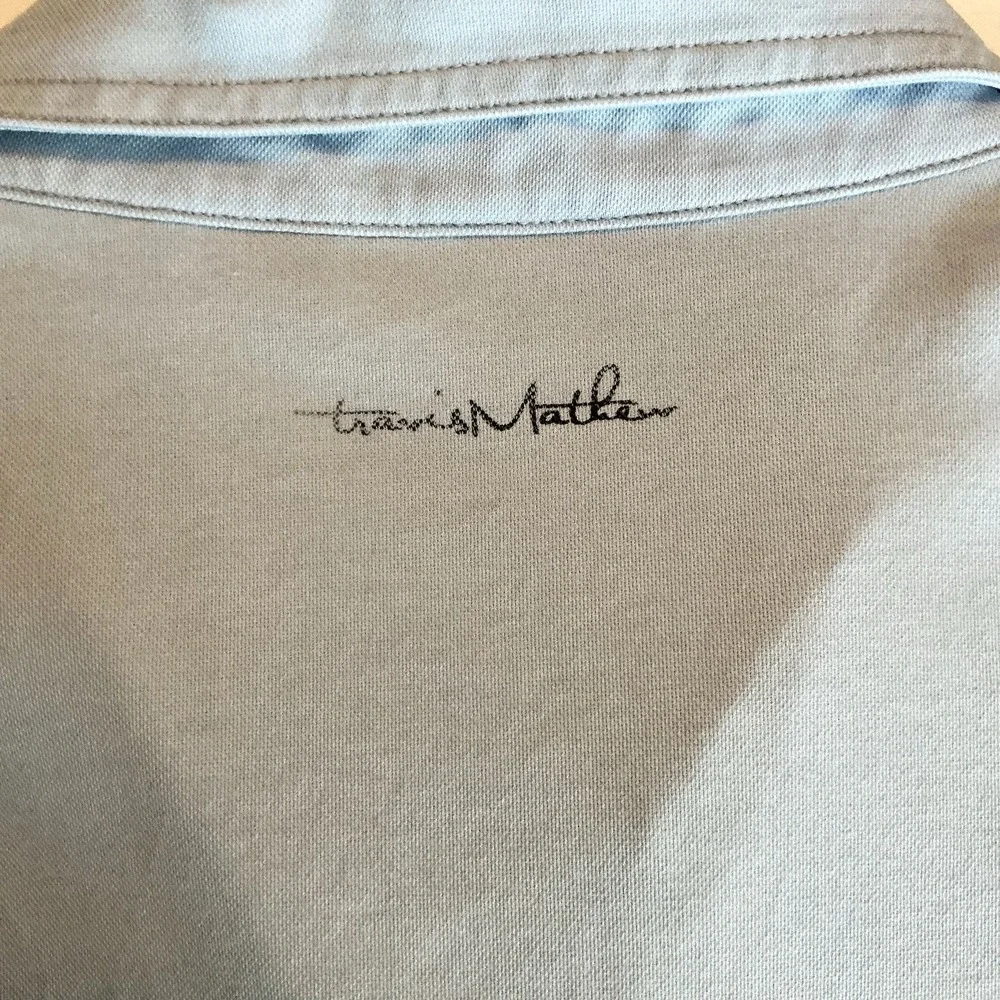 Travis Mathew Excursion Knit Polo Shirt‎ Heather Blue Size XL Golf Preppy - Picture 6 of 8